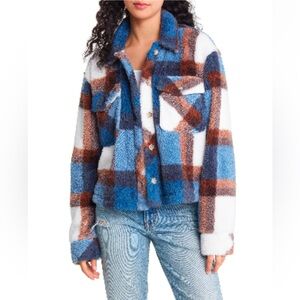 THREAD & SUPPLY Cropped Teddy Plaid Shacket